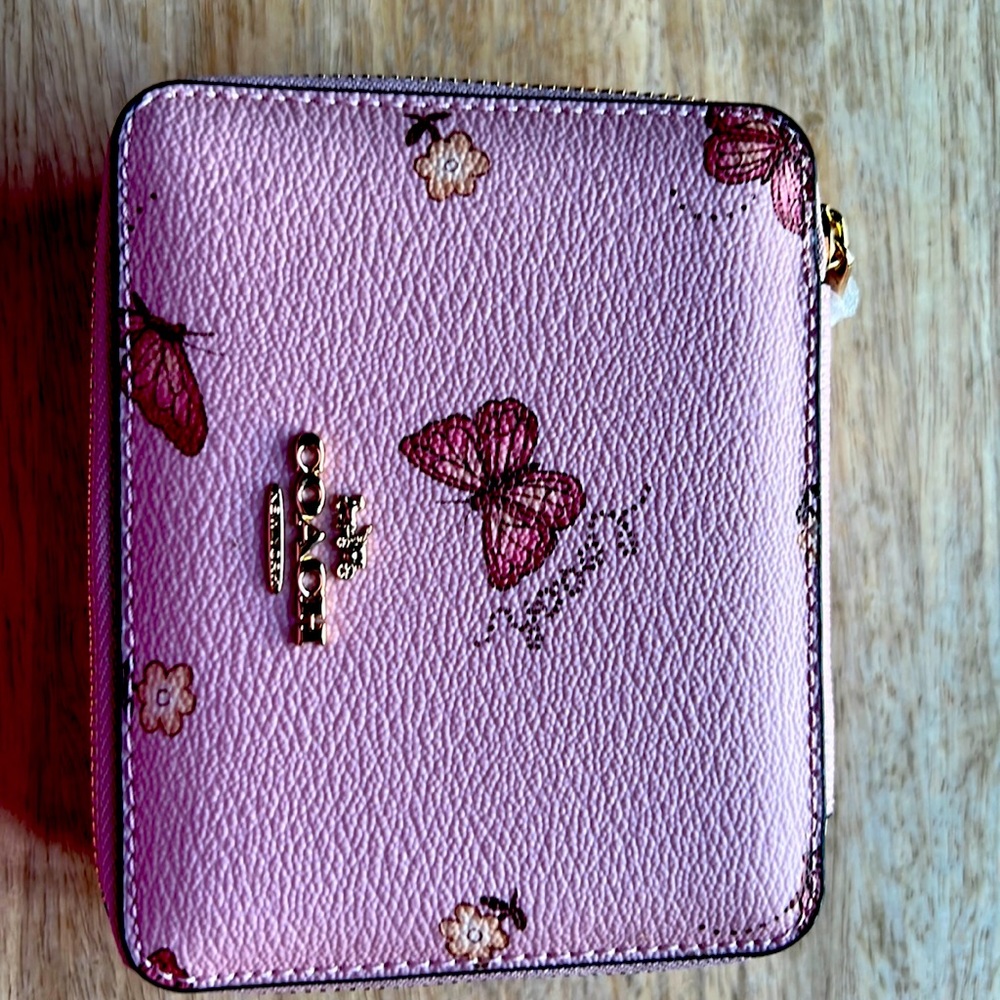 Coach Jewelry Box in Pink Blossom Color with Butterfly 🦋 print Gold Plated Logo